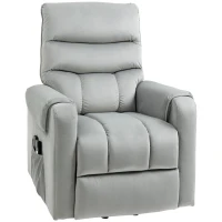 HOMCOM Fauteuil releveur Fauteuil inclinable TV Fauteuil avec fonction inclinable électrique Fauteuil TV en polyester velouté métal mousse Gris clair 79 x 97 x 103 cm(m-1)