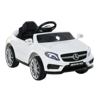 HOMCOM Elektroauto Mercedes Benz GLA für Kinder ab 3 Jahren mit Fernbedienung, MP3 USB, Lichtern und Geräuschen, öffnenden Türen, maximale Belastung 30 kg, Abmessungen 100 x 58 x 46 cm weiß(m-6)