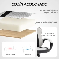 HOMCOM Silla Gaming Tapizada en PU y Malla Silla Gamer Giratoria con Función de Basculante Altura Ajustable Gris(m-4)