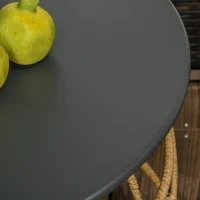 Outsunny Ensemble de 2 tables de jardin style bohème, résistant aux intempéries, empilables, 60 cm x 60 cm x 47 cm, Naturel + gris foncé(m-5)