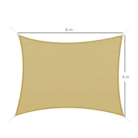 Outsunny Sonnensegel Rechteckiges Schattensegel 6L x 4B m HDPE Beige(m-3)