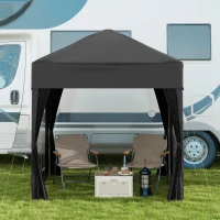 Outsunny Pavillon Pliable, Bierzelt, 4 Parois Amovibles, 2 Fenêtres, Cadre Métallique, 2 x 2m, Noir(m-5)