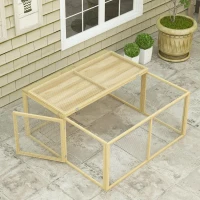 PawHut Cage pour petits animaux, cage à lapins, toit rabattable en bois de sapin, 120x120x57cm, Naturel(m-5)