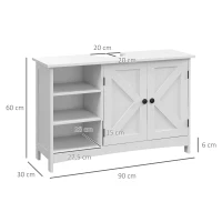 kleankin Badezimmer-Unter-Waschtisch-Möbel, klassischer Stil, 2-Türen-Schrank, höhenverstellbare Regale, 90 x 30 x 60 cm, weiß(m-3)