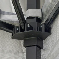 Outsunny Pavillon pliant Pop-Up Tente de jardin incl. Sac à roulettes Acier+Oxford+Mesh Gris 3,64x3,64x2,94m(m-4)