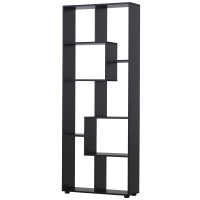 HOMCOM Bücherregal Zick-Zack Design Contemporary 70L x 24B x 178H cm Spanplatten Schwarz
