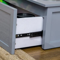 PawHut Futterstation, 2 Bols à manger de 2 Litres chacun, en Acier Inoxydable, avec Tiroir, pour Chiens de Taille Moyenne, Gris, 60 x 30 x 24 cm(m-5)