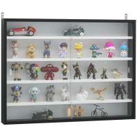 HOMCOM Wandvitrine für Sammlerstücke 5 höhenverstellbare Regale und 2 Glasschiebetüren 80 x 9,5 x 60 cm Schwarz