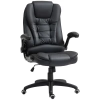 HOMCOM Fauteuil de bureau ergonomique, accoudoirs pliables, fonction d'inclinaison, noir(m-6)