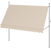Outsunny Selbststehende manuelle einziehbare Markise 3,5L x 1,2B x 2,1-3H m Einstellbare Neigung Metall Aluminium Polyester Sand(m-1)