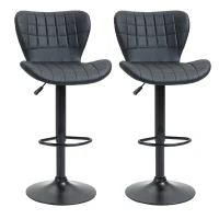 HOMCOM Ensemble de 2 Tabourets de Bar Design Rétro 47 cm x 51,5 cm x 89-109 cm Noir(m-6)