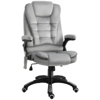 Vinsetto Fauteuil de Bureau Fauteuil de Direction avec Fonction de Massage Fauteuil de Direction avec Fonctions de Massage Fauteuil Réglable en Hauteur Chaise Pivotante Ergonomique Chaise de Jeu de Massage Gris 67 x 74 x 107–116 cm(m-6)
