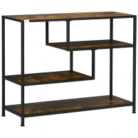 HOMCOM Étagère, Console, Design Industriel, 4 Étagères, Cadre en Acier, 99,6 x 33,6 x 74 cm(m-6)