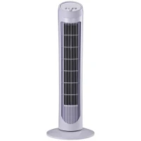 HOMCOM Säulenventilator Turm oszillierend leise 45 W 3 Geschwindigkeiten 27L x 27B x 75H cm weiß(m-1)
