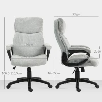 HOMCOM Chaise de bureau, chaise de bureau, pivotante, avec fonction d'inclinaison, réglable en hauteur, Gris clair(m-3)