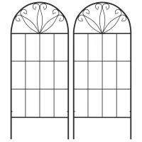 Outsunny Gartengitter Set von 2 Rankhilfe für Kletterpflanzen aus Metall - 51 x 120 cm Schwarz(m-1)