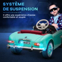 HOMCOM Elektroauto für Kinder Lizenz BMW 507 Retro-Vintage-Stil 12V max. 5km/h Fernbedienung Grün(m-4)