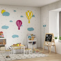AIYAPLAY Kinderstaffelei Doppelseitige Schiefertafel Weiße Tafel Kreidetafel Papierrolle 58 x 50,5 x 109 cm Natur(m-5)