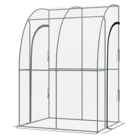 Outsunny Angelehntes Gewächshaus Gewächshaus 2 rollbare Reißverschlusstüren pulverbeschichteter Stahl PVC transparent
