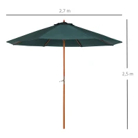 Outsunny Parasol en Bois pour Jardin avec Manivelle 2,5m Vert foncé(m-3)