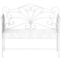 Outsunny Banc de Jardin Parc Banquette Bank Mobilier de Jardin 2 Places en Métal Blanc