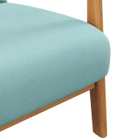 HOMCOM Lounge-Sessel mit Massivholzrahmen Lounge-Sessel - tiefe Sitzfläche - Armlehnen - Blauer Samtstoff(m-5)