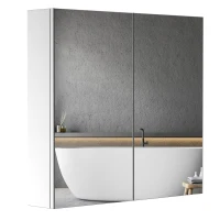 HOMCOM Spiegelschrank aus Edelstahl mit Regal für Badezimmer Toilette Wandmontage 60L x 12B x 55H cm(m-1)
