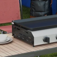 Outsunny Gasgrill aus emailliertem Edelstahl mit 4 Brennern 9,6 kW antihaftbeschichtet große Grillfläche 73L x 34B cm, tragbar(m-4)