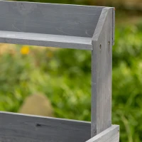 Outsunny Pflanztisch mit vielen Einrichtungen, Gartentisch mit Schublade, 3 Regalen, Spülbecken, 3 Haken - Holz-Pflanztisch aus vorgeölter Tanne in Grau(m-5)