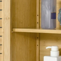 kleankin WC-Regal über der Toilette Badezimmerregal WC mit 2 Türen und offenem Regal 60 x 23 x 173 cm Bambus(m-5)