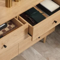 HOMCOM Kommode 6 Schubladen Aufbewahrungsschrank Massivholzbeine 120 x 40 x 80 cm Holzfarbe(m-4)