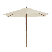 Outsunny Gerader Garten Sonnenschirm mit doppeltem Dach, groß Ø 2,5 x 2,3H m Bambusholz Creme