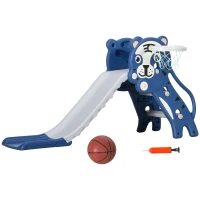 AIYAPLAY Kinder Rutsche, Innen Kinder Rutsche, mit Basketballkorb, Tiger Motiv, von 18 bis 36 Monaten, Blau(m-6)