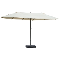 Outsunny Parasol Jardin Parasol Double Parasol de marché Parasol de terrasse avec support de parasol Manivelle Crème Ovale 460 x 270 x 240 cm