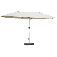 Outsunny Parasol Jardin Parasol Double Parasol de marché Parasol de terrasse avec support de parasol Manivelle Crème Ovale 460 x 270 x 240 cm(m-1)