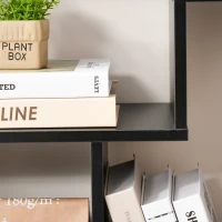 HOMCOM Bücherregal Zick-Zack Design Contemporary 70L x 24B x 178H cm Spanplatten Schwarz(m-4)