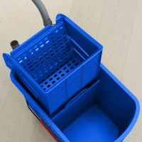 HOMCOM 20L Wiadro do Mopa z Wyciskaczem i Uchwytem, na Kółkach, z Tworzywa, Niebieskie(m-5)