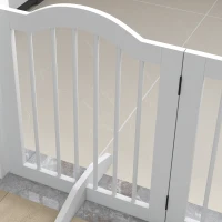 PawHut Barrière de Sécurité pour Chiens Pliable, 4 Panneaux, pour Escaliers, Couloirs, Portes, MDF/Bois Massif, Blanc(m-6)