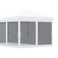 Outsunny Gartenpavillon Barnum Faltbarer Pop-up 6 x 3 m abnehmbare Moskitonetze + Transporttasche Creme Schwarz(m-4)