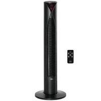 HOMCOM Leiser Säulenventilator mit 70° Oszillation, 12-Stunden-Timer, 4 Modi, 3 Geschwindigkeiten, 45W, 31,5 x 31,5 x 96 cm Schwarz(m-6)