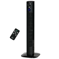 HOMCOM Turmventilator mit 70° Oszillation, 3 Modi und 3 Geschwindigkeiten, 12-Stunden Timer, 45 W, geeignet für Aromatherapie, Fernbedienung, schwarz(m-1)