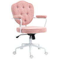 HOMCOM Chaise de Bureau Élégante avec Revêtement Boutonné et Doux, Réglable en Hauteur, Rosa(m-6)