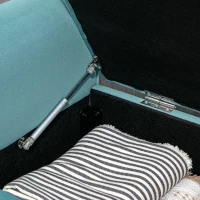 HOMCOM Banc de rangement bout de lit avec accoudoirs, tissu velours rembourré et capitonné, 126 x 48,5 x 57 cm, vert(m-8)