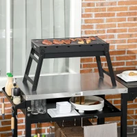 Outsunny Holzkohle Grill Tragbarer Klappbarer BBQ Grill mit herausnehmbarer Kohleschale 74L x 30B x 37H cm(m-2)