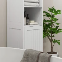 HOMCOM Armoire de salle de bain Badschrank Toilettenschrank, 40 cm x 38 cm x 160 cm, Blanc(m-4)