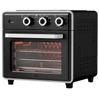 HOMCOM Mini Four, 20L, 5 Fonctions, 360° Air Chaud, Grille, Bac à Miettes, Noir(m-1)