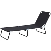 Outsunny Chaise longue, dossier réglable sur 5 positions, séchage rapide, cadre métallique, 190 x 56 x 28 cm, noir(m-1)