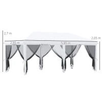 Outsunny Gartenpavillon Barnum Faltbarer Pop-up 6 x 3 m abnehmbare Moskitonetze + Transporttasche Creme Schwarz(m-3)
