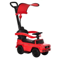 HOMCOM Kinderfahrzeug Auto Multi-Ausgestattet für Kinder 12-36 Monate Hupe Trittbrett, Geländer und Sonnenschirm Rot(m-6)