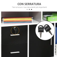 HOMCOM Mobile Porta Stampante con Cassetti, Mobiletto Multiuso per Ufficio e Casa, Nero e Bianco, 100x35x65cm(m-6)